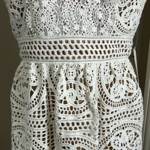 Monique Lhuillier x Anthropologie Yolande Lace Dress Ivory Scalloped Vneck 8 NEW - Picture 6 of 16